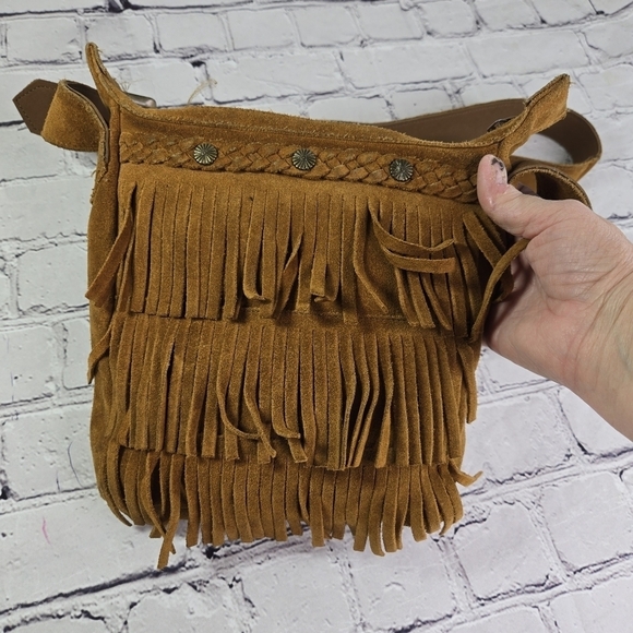 Vtg Minnetonka brown suede fringed hippie boho festival purse - Picture 10 of 10